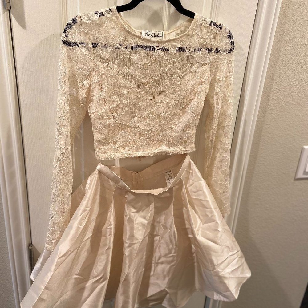 2 piece off white party outfit